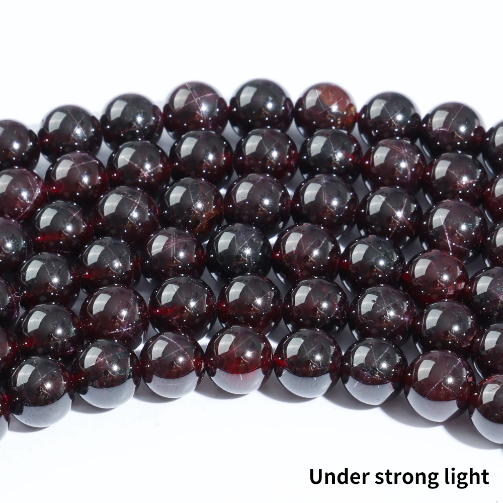 100% Natural Star Light Garnet Loose Beads For Jewelry Making Bracelet Necklace Accessories 15'' 5 6 7 8mm 4