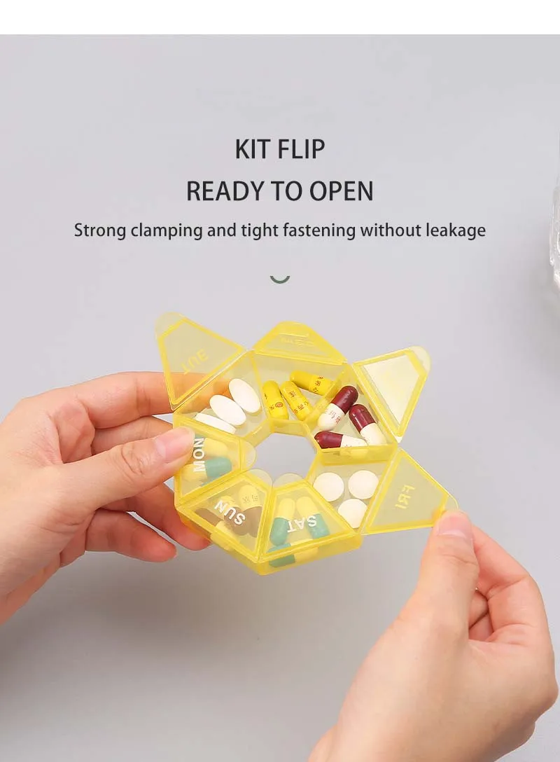 1Pcs Pille Fall Kunststoff 7 Tage Tablet Candy Box Tragbare Lagerung Tablet Halter Reise Veranstalter Pille Dispenser Container – Detail 5