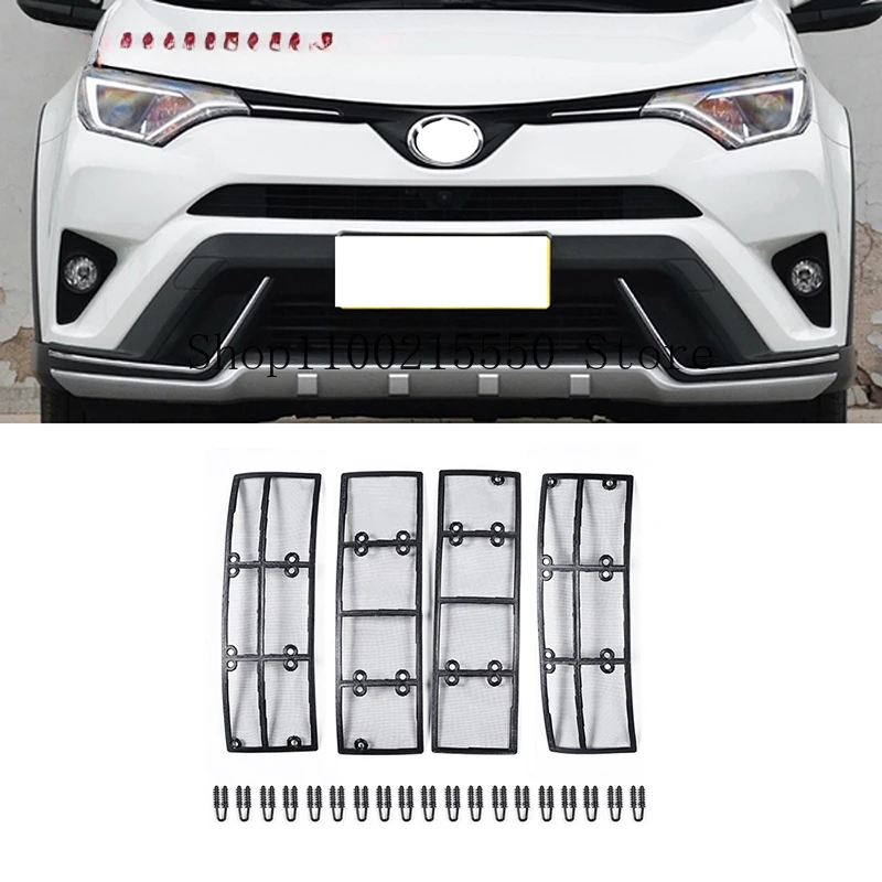 

Car STAINLESS STEEL Front Grill Guard Grille Insect Screen For Toyota RAV4 2016 2017 2018 Accessories