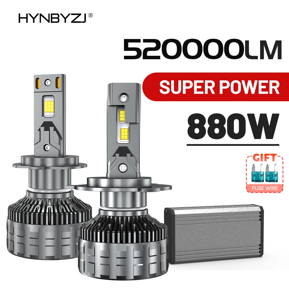 HYNBYZJ 880W H4 H7 LED Canbus 520000LM H11 H1 H3 9005 HB3 9006 HB4 H8 H9 9012 9007 9008 H13 LED Headlights Car Headlamp Bulb txvso8 110w 10000lm h4 h7 led headlight bulb 12v car light 6000k h1 9005 hb3 9006 hb4 h8 h9 h11 csp led headlight bulb lamp