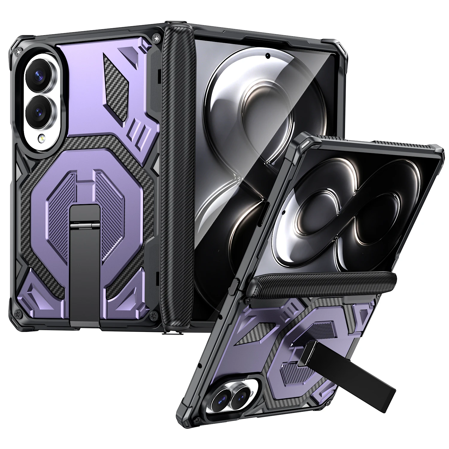 Magnetic Rugged Shockproof Stand Case with Hinge Protection - Military-Grade