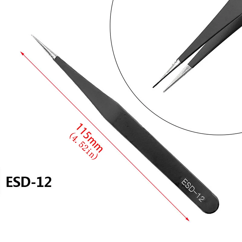 Precision Anti-Static Stainless Steel Tweezers Set Image 2