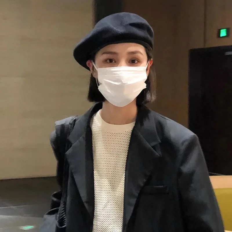 여성용 울 베레모 모자, 따뜻한 보온, 프랑스 아티스트 스타일, 비니 모자, 순수 색상, 빈티지 레트로, 우아한 레이디 베레모 모자, 겨울