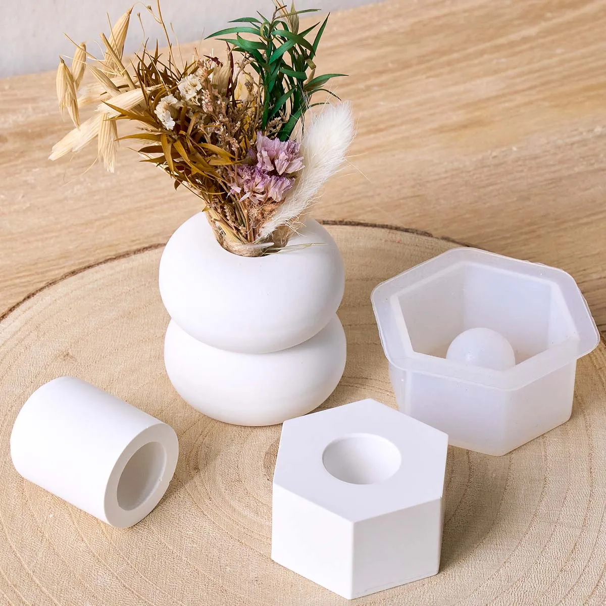 창의적인 미니 화분 실리콘 몰드 DIY 북유럽 스타일 수경재배 시험관 화병 주조 몰드 석고 레진 공예 제작 홈 데코