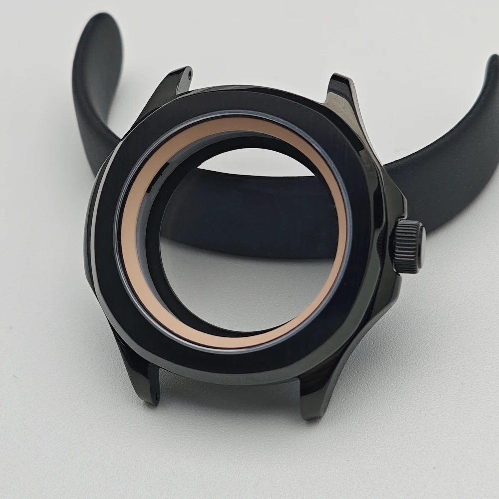 Black Steel Watch Case with Chapter Ring and Sapphire Glass, 39.5mm