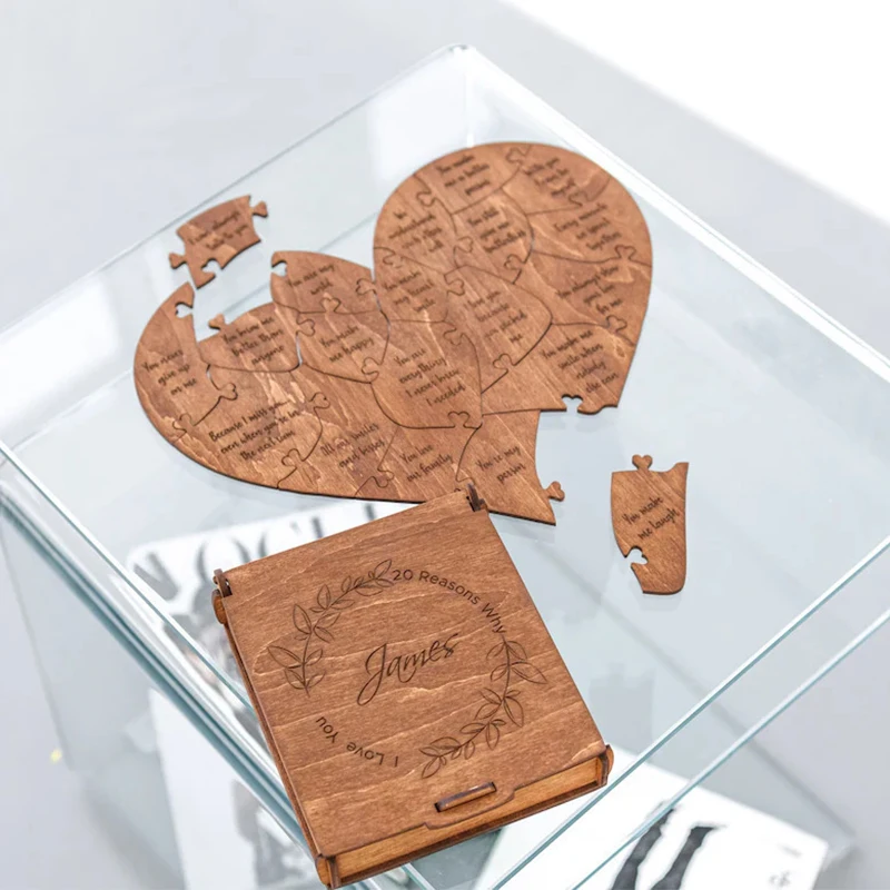 Valentine's Day Love Puzzle Anniversary Gift Wooden Love You 20 Reasons Puzzle Adult Gift
