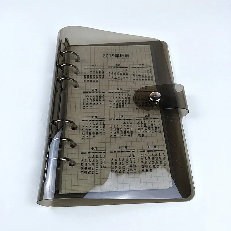 1PC Popular Transparent Black A5 A6 A7 Plastic Binder PVC Multifunctional Handbook Schedule Office Supplies File Organizer file folder,file holder,document storage bag