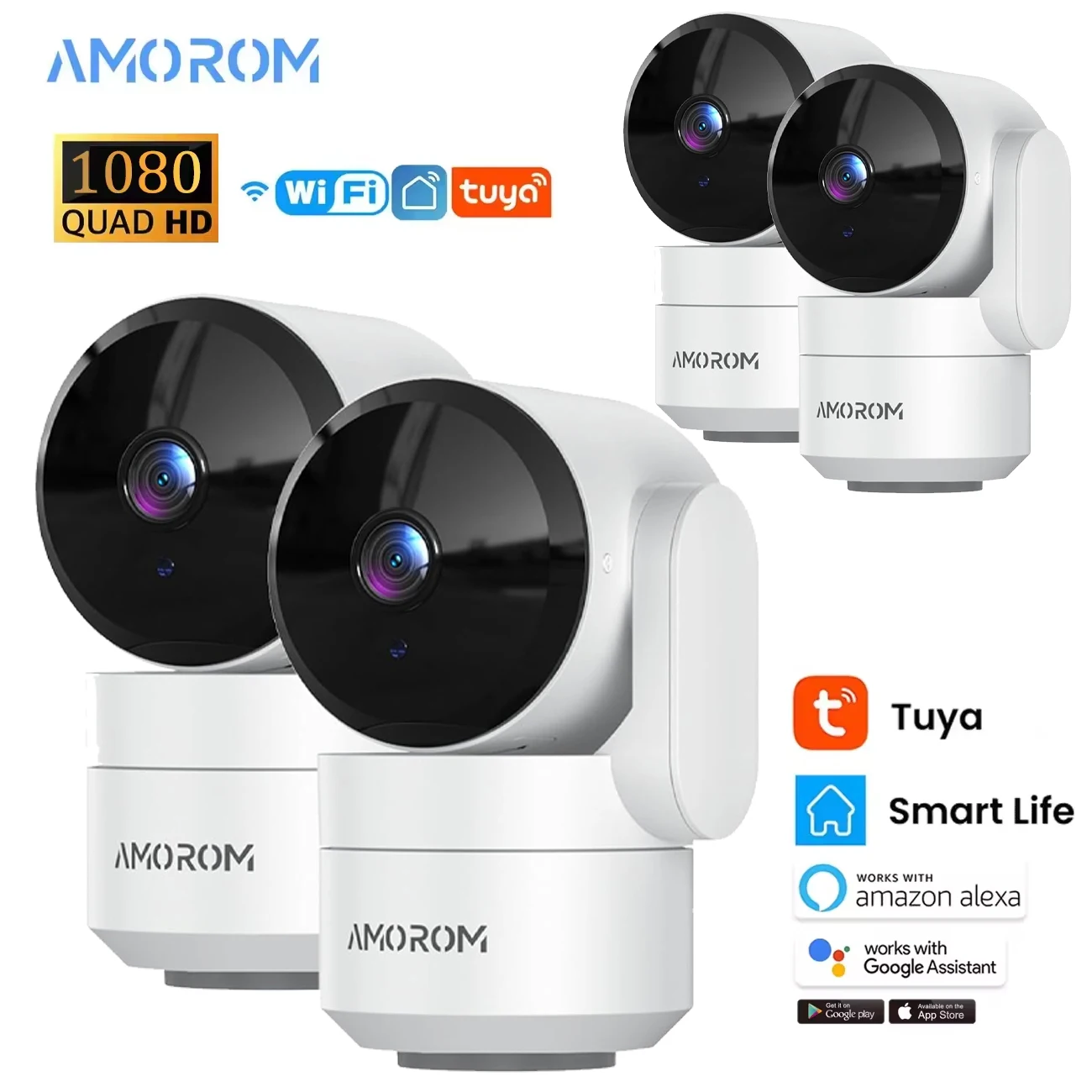 AMOROM 2K Indoor Camera 5/2.4G Wi-Fi Home Night Vision Security Camera 360-Degree Rotating Camera AI Motion Detection IP Camera 1