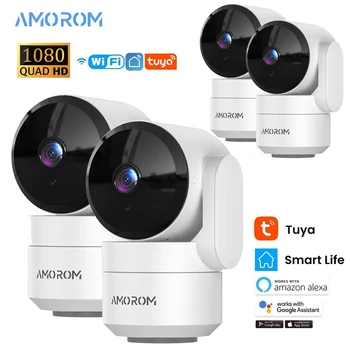 AMOROM 2K Indoor Camera 5/2.4G Wi-Fi Home Night Vision Security Camera 360-Degree Rotating Camera AI Motion Detection IP Camera 1