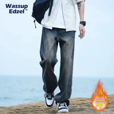 

WASSUP EDZEL 2023 New Loose Straight Leg Jeans Men's Trendy Workwear Pants For Men