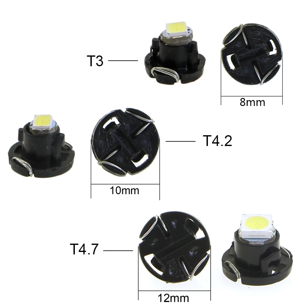 Bhoimo t3 t4.2 t4.7 led carro neo cunha instrumento painel luzes calibre lâmpada 12v branco vermelho verde azul indicador do veículo