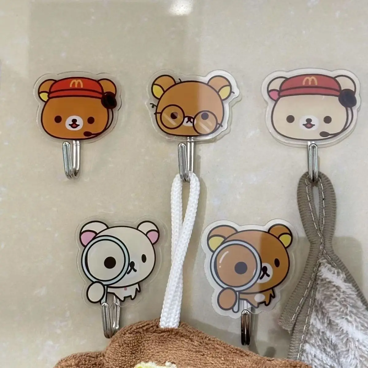 Rilakkuma Waterproof Self-Adhesive Hooks for Kitchen & Bathroom Decor