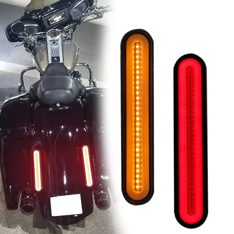 Doppio Parafango Posteriore/Bagger Montaggio Verticale Kit Luce Asta Led, Indicatore Di Direzione Moto Luce Posteriore Luce Freno Full Led 3-In-1