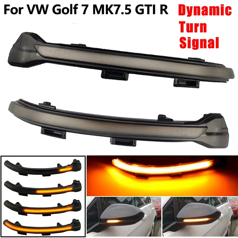 2pcs For VW Golf 7.5 MK7.5 GTI R GTD RLINE MK7 7 Dynamic Blinker LED Turn Signal Mirror 2013 2016 2017 Jetta 2019 2020
