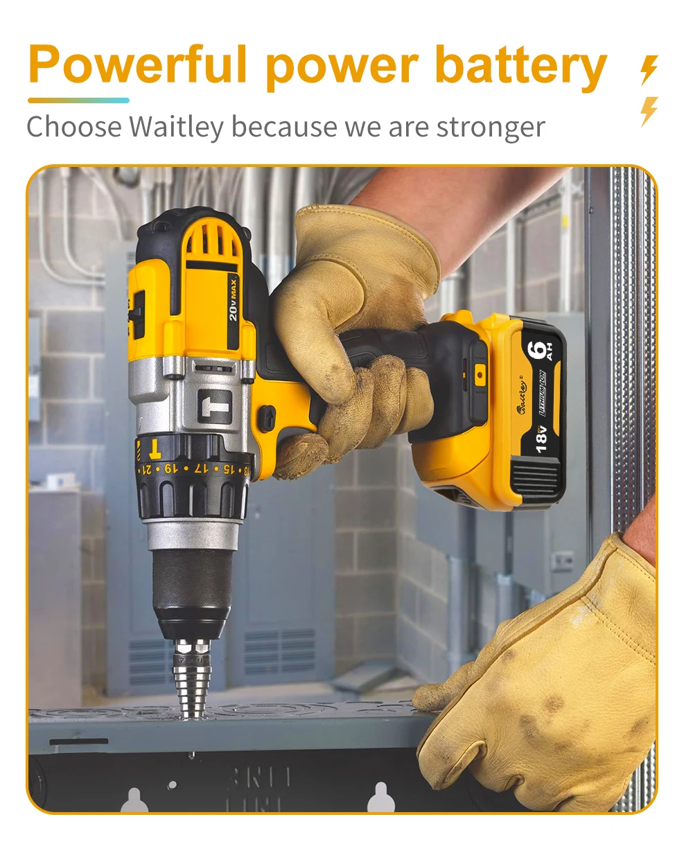Waitley 6Ah Akku für Dewalt 18V 20V Elektrowerkzeuge / wiederaufladbarer Li-Ionen-Akku / Akku-Werkzeugzubehör / Versand aus Polen – Detail 13