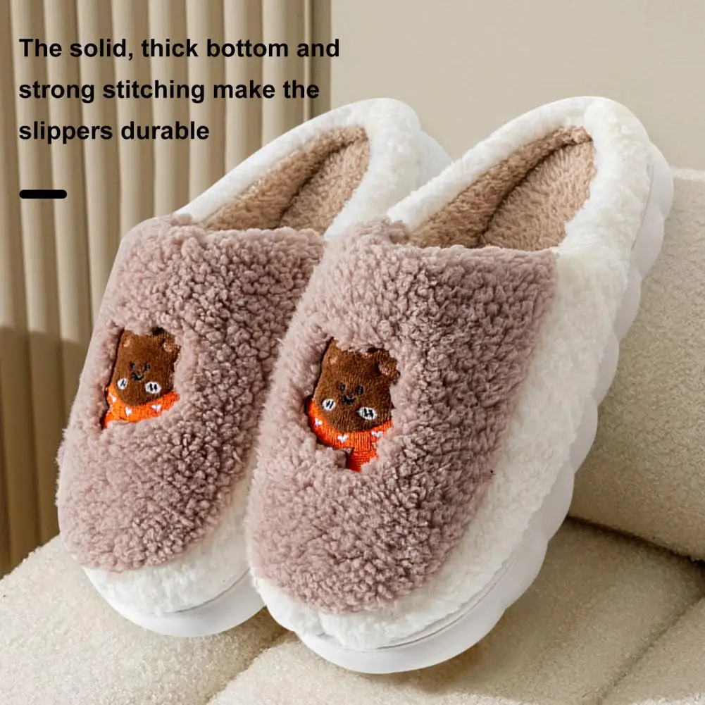 

1 Pair Cozy Plush Slippers Warm Durable Cloud-Like Comfort Autumn Winter Women Men Home Use Slippers