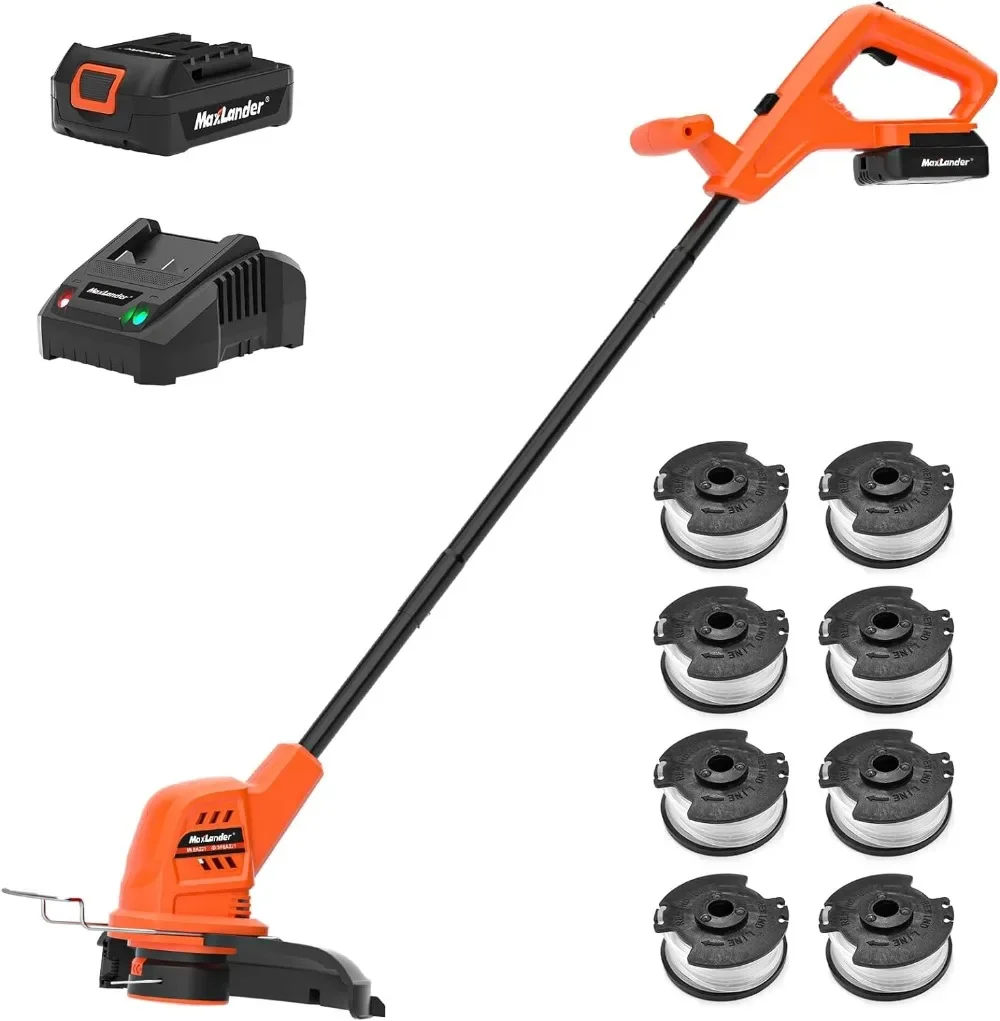 20V 10 Inch Weed Wacker Battery Operated Lightweight String Trimmer and Edger Trimmer with 8 Pcs Replace Spool Trimmer Lines
