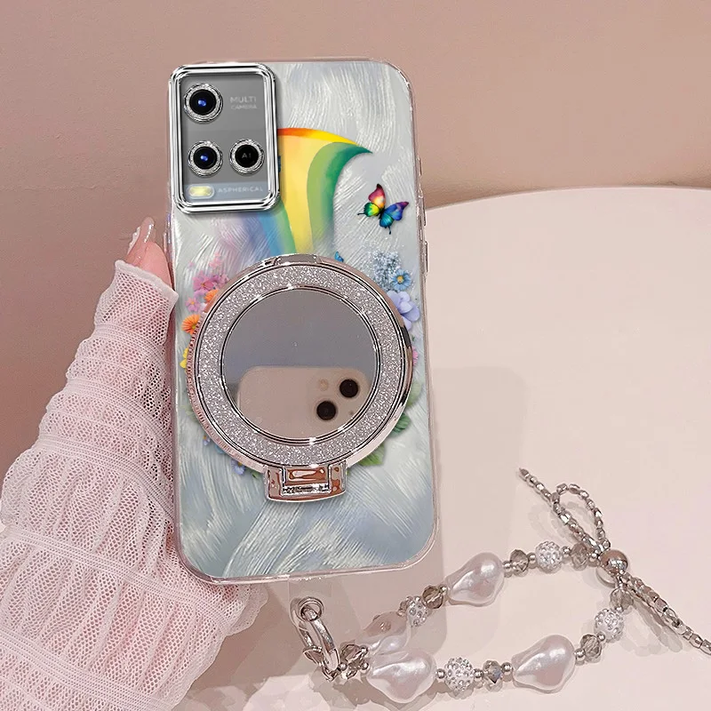3-Piece Beautiful Rainbow Phone Case Set with Lanyard & Stand