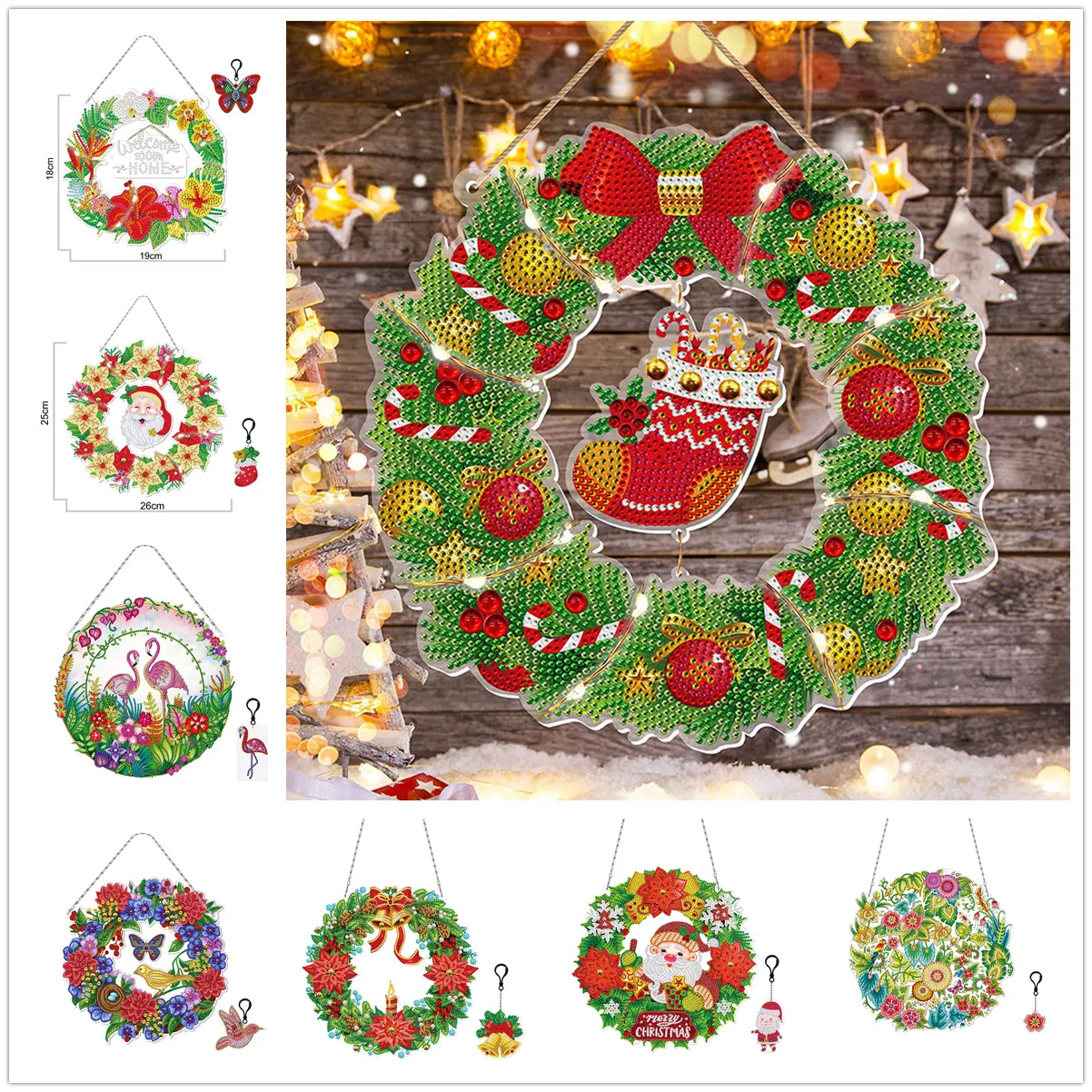 3D Christmas Diamond Painting Diy Pvc Full Diamond Art Kit Diamond Led Light String Decorazioni Natalizie