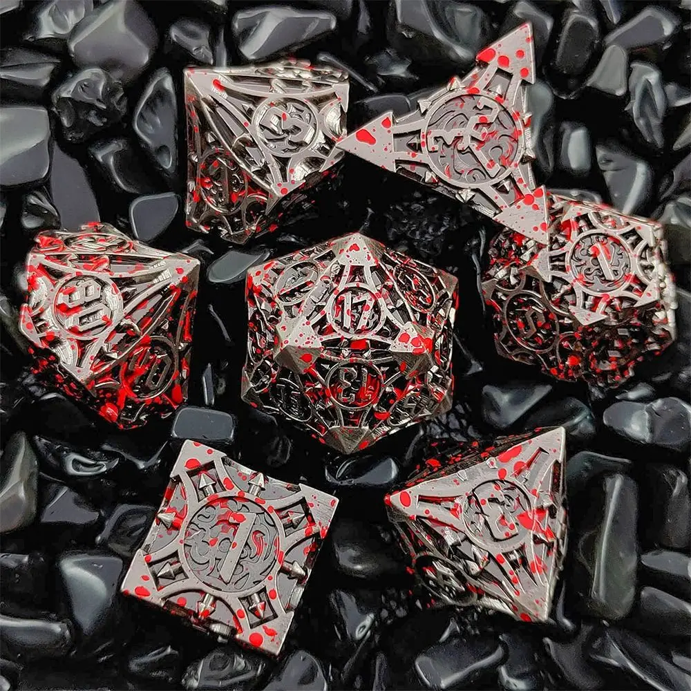 

7Pcs Creative Polyhedral Metal Colored Dices For D&d DND Dice Set Table Games Accessory