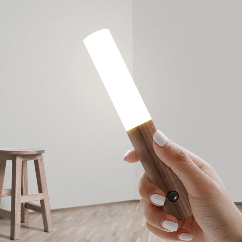

Night Light, Rechargeable Wooden Stick Wall Lights, Portable Smart LED Motion Sensor Battery Powered for Living Room, Bedroom,