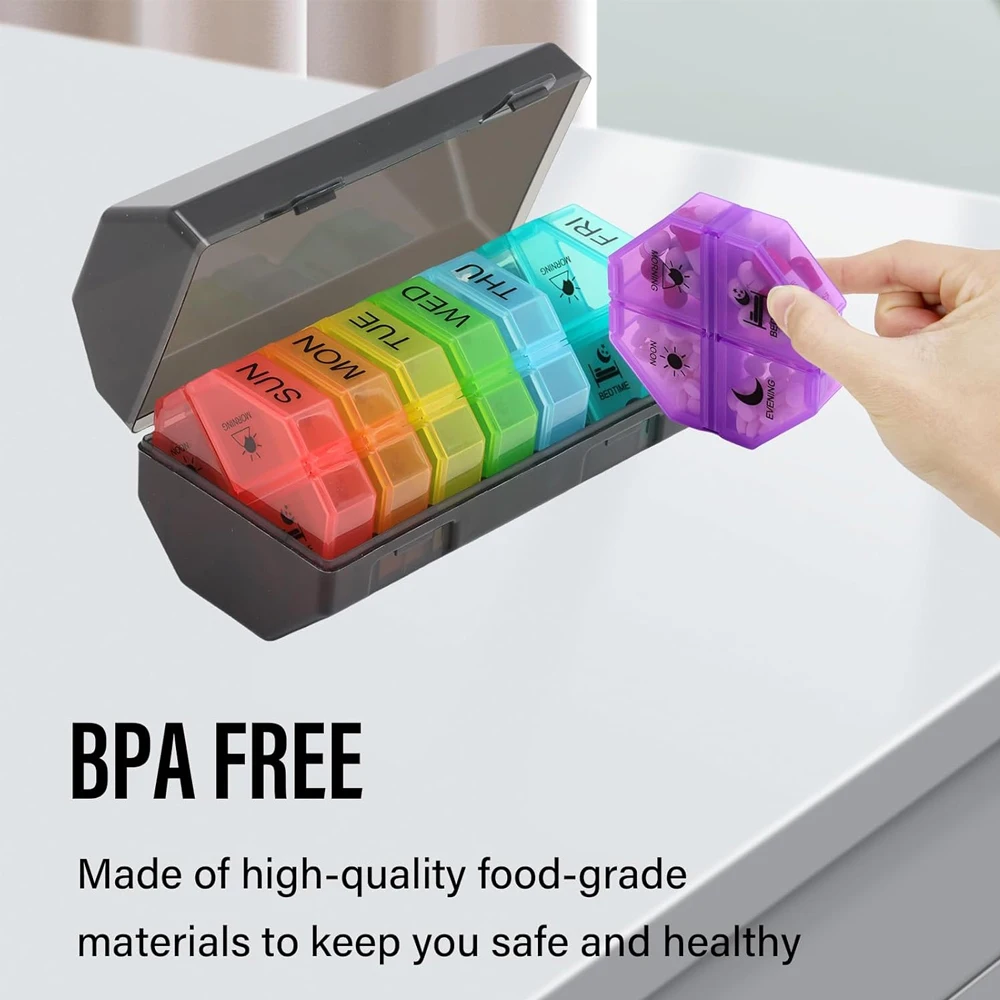 Premium Weekly Pill Organizer - 28-Compartment Daily Medicine and Vitamin Storage Box