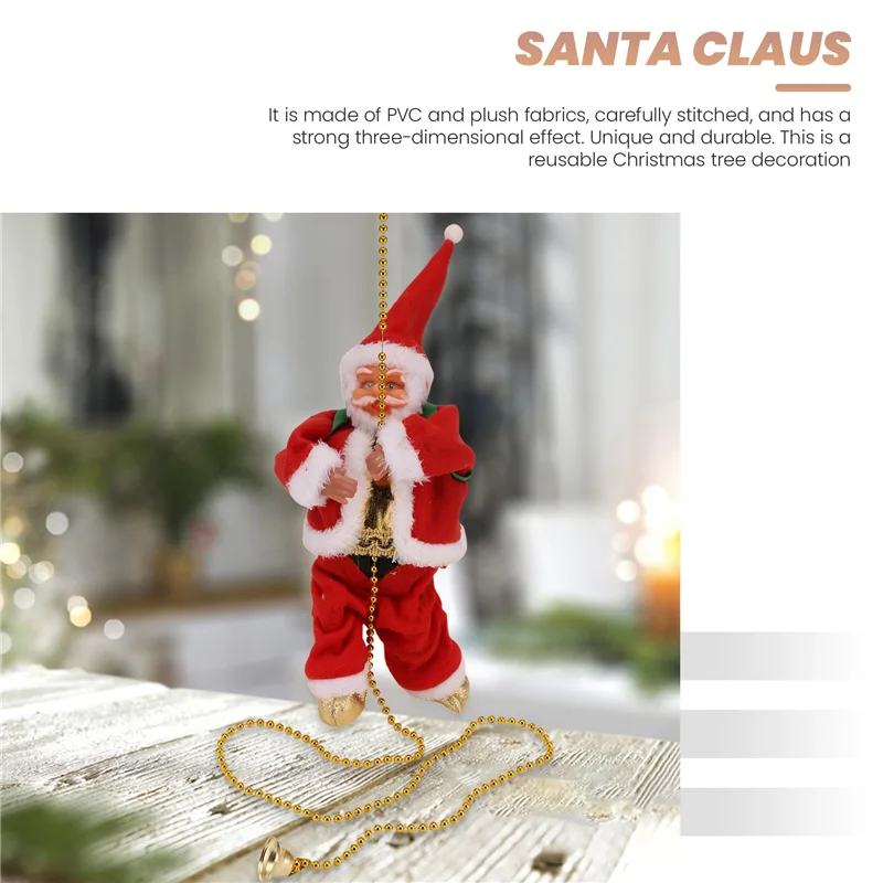 BAAY 산타 클로스 로프 장식 전기 자동 봉제 인형 장난감 홈 벽 Windows 교수형 장식품