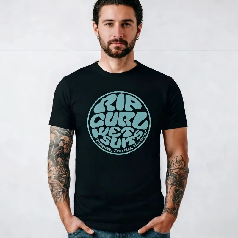 Men's T Shirts Rip Curl Print Short Sleeve Vintage High Quality T-Shirt ...