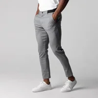 Active Chinos Comfortable Men Long Pants Stylish Slim Fit Ankle Length Casual Soft Breathable Fabric Mid Waist Commuting Wear 1