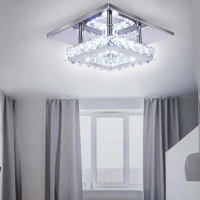 

FRIXCHUR Square Chandelier Modern Luxury Ceiling Light Fixtures Crystal Chandelier for Living Room Bedroom Hallway