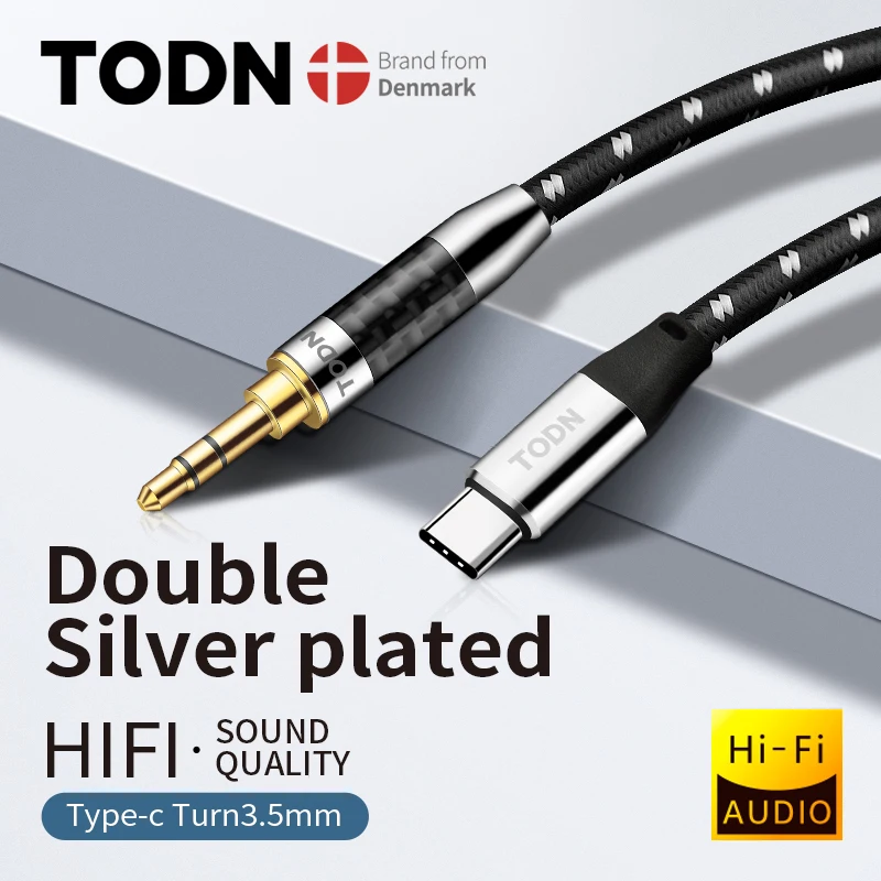 TODN C 타입-3.5 잭, 보조 오디오, USB C dac 케이블, Tipo C 실버, 32 비트/384kHz, 자동차, 휴대폰, 이어폰, 스피커에 적합