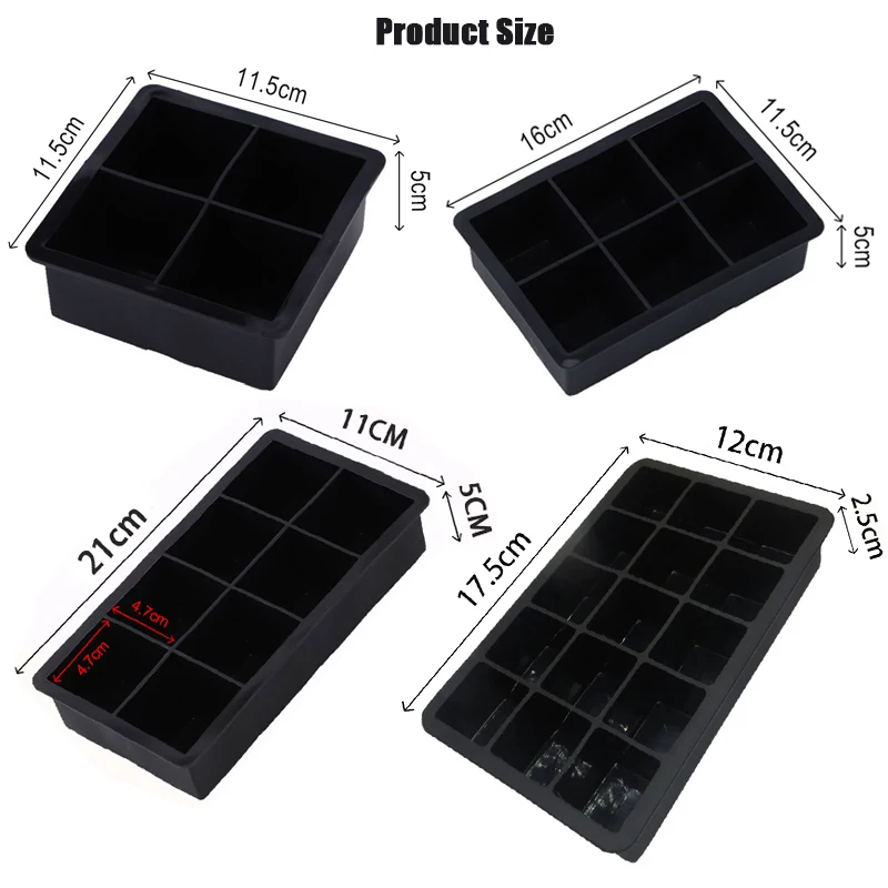 6 Slot Big Ice Tray Mold Giant Jumbo Large DIY Square Ice Maker