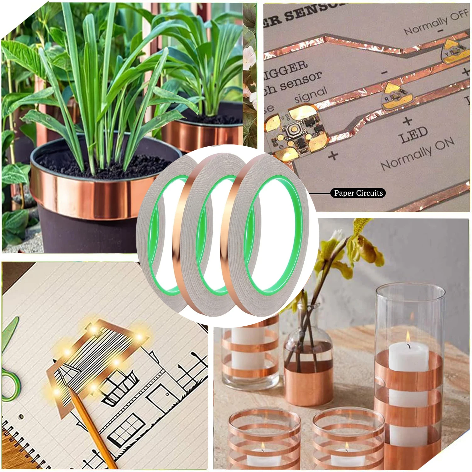 Versatile Adhesive Conductive Copper Foil Tape - Multiple Widths, 20M Length