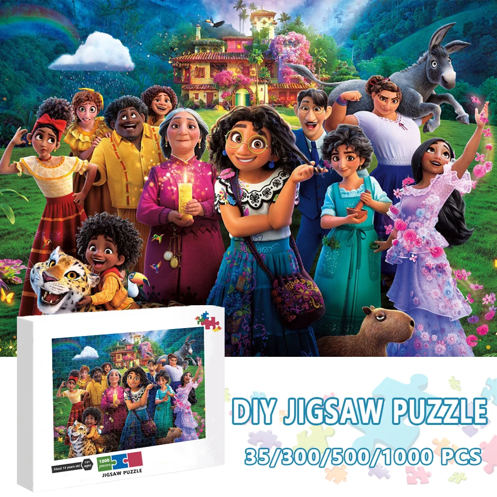 Disney Anime Educational Kids Toys Wood Jigsaw Puzzles 35/300/500/1000 Pieces Puzzles for Adults Encanto Jigsaw Puzzles Toys sergio mendes encanto cd