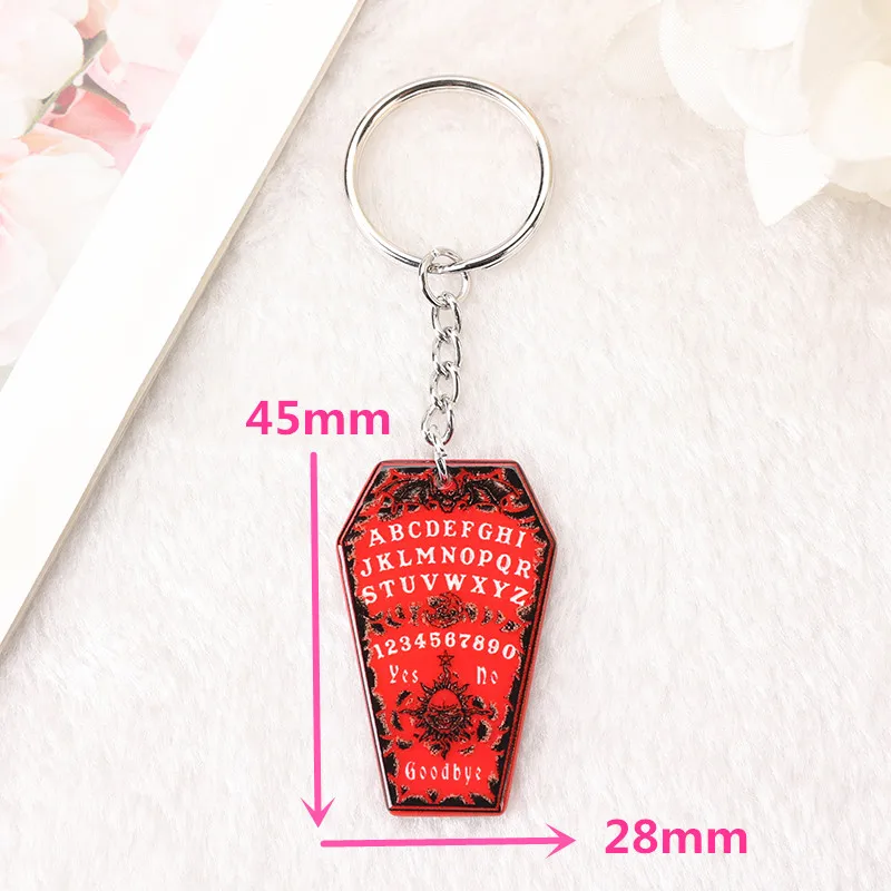 1Pc Halloween Frau Keychain Punk Acryl Auto Spiegel Schlüsselring Handtasche Motte Sarg Mädchen Geburtstag Geschenk – Detail 3