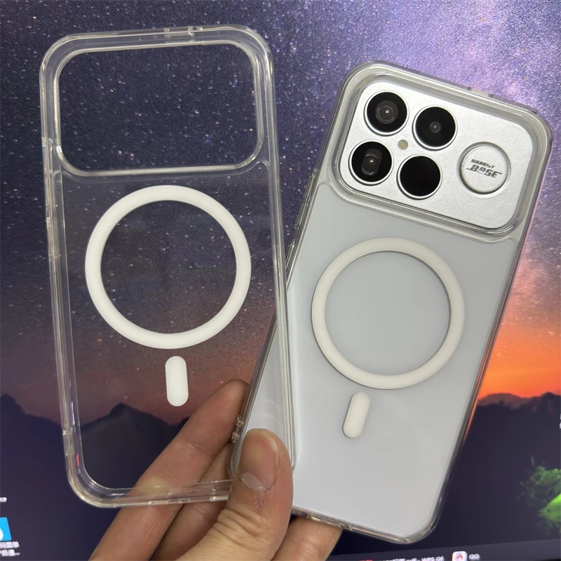 MagSafe-Compatible Magnetic Transparent Acrylic Protective Shell with Shockproof Bumper