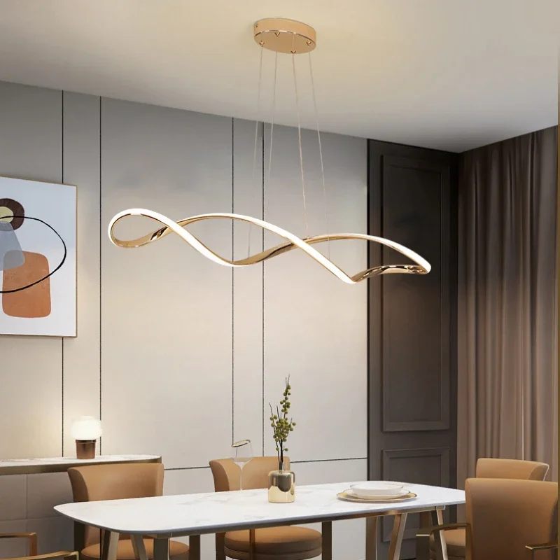 

Modern LED Pendant Lights Nordic Living Room Dinning Room Circle Hanglamp Strip Gold Chandelier Home Decor Linear Pendant Lamp