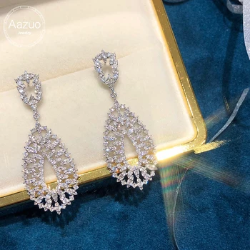 Aazuo Luxury Jewelry 18K White Gold Real Diamond 1.84ct High Quality Big Waterdrop Stud Earrings Gifted For Women Senior Banquet