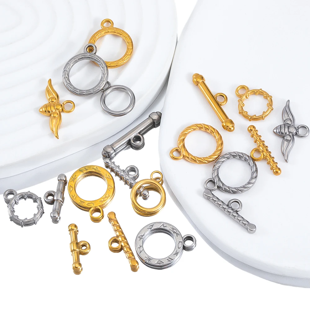 3Setst Edelstahl geprägt ot Knebel verschluss Haken Kreis Ringe Steck verbinder DIY Halsketten Armbänder Zubehör Schmuck herstellung – Detail 7