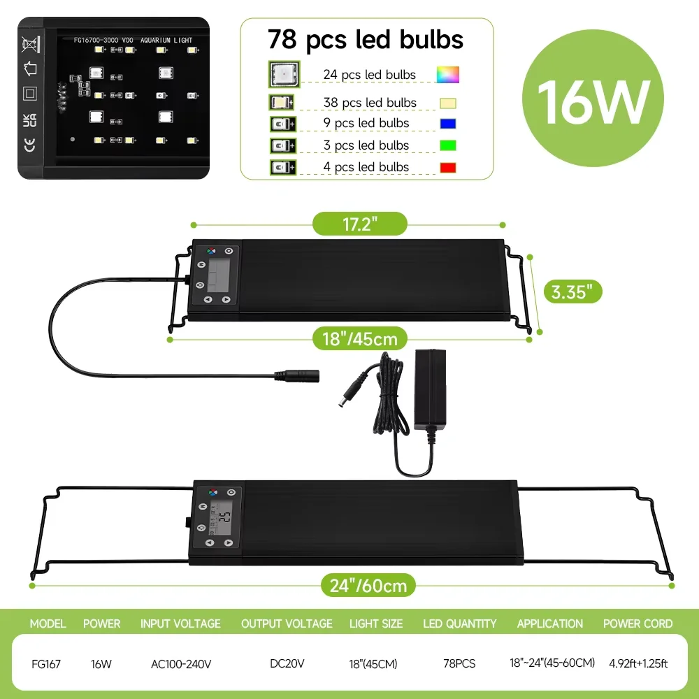 Illuminated Aquatic Ambiance: Adjustable LED Aquarium Lamp with Timer