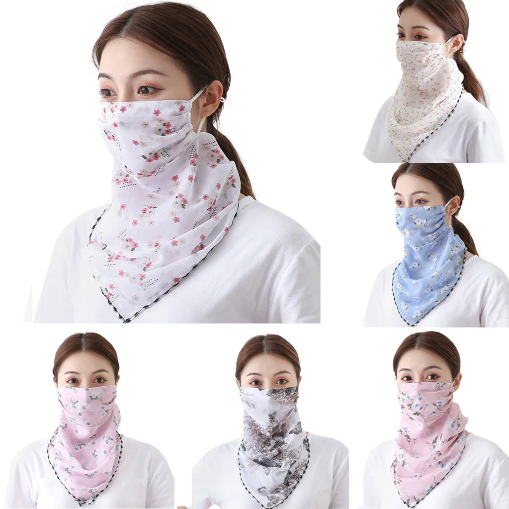 Women Sun Protection Scarf Neck Scarf Summer Balaclava Face Mask Hanging-ear Breathable Sports Face Shield