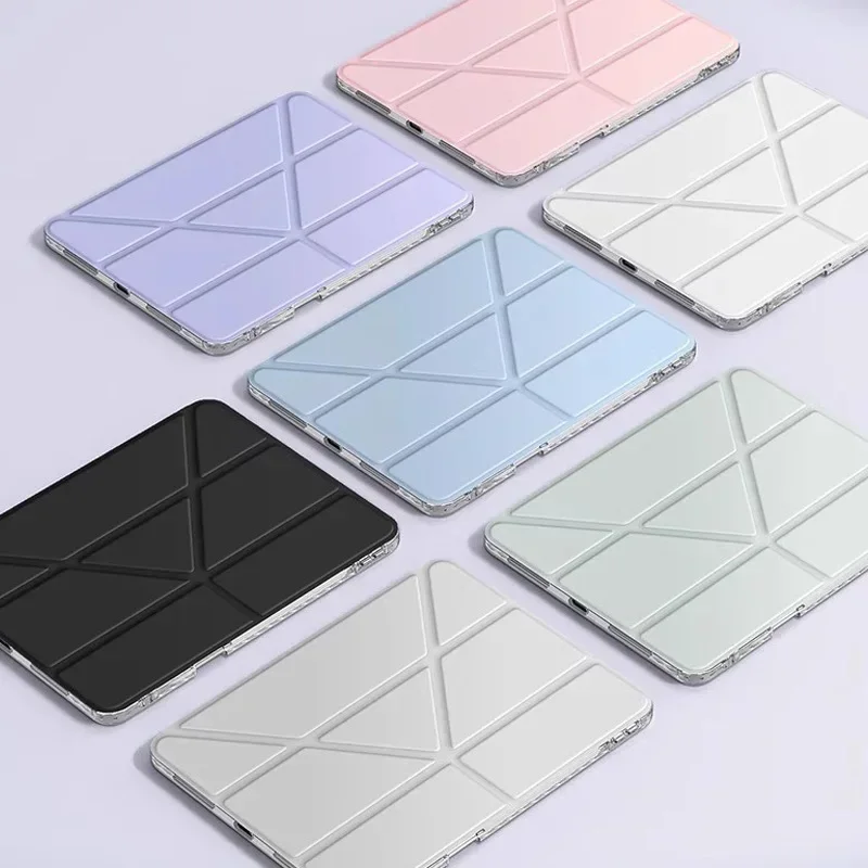 Transparent Multi-Folding Tablet Cover with Pencil Holder