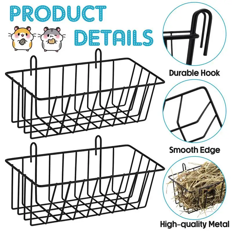 2pc Rabbit Food Basket Grass Rack Rabbit Grass Frame Hay Feeder Spring Frame Hay Bowl Rack Pet Food Container