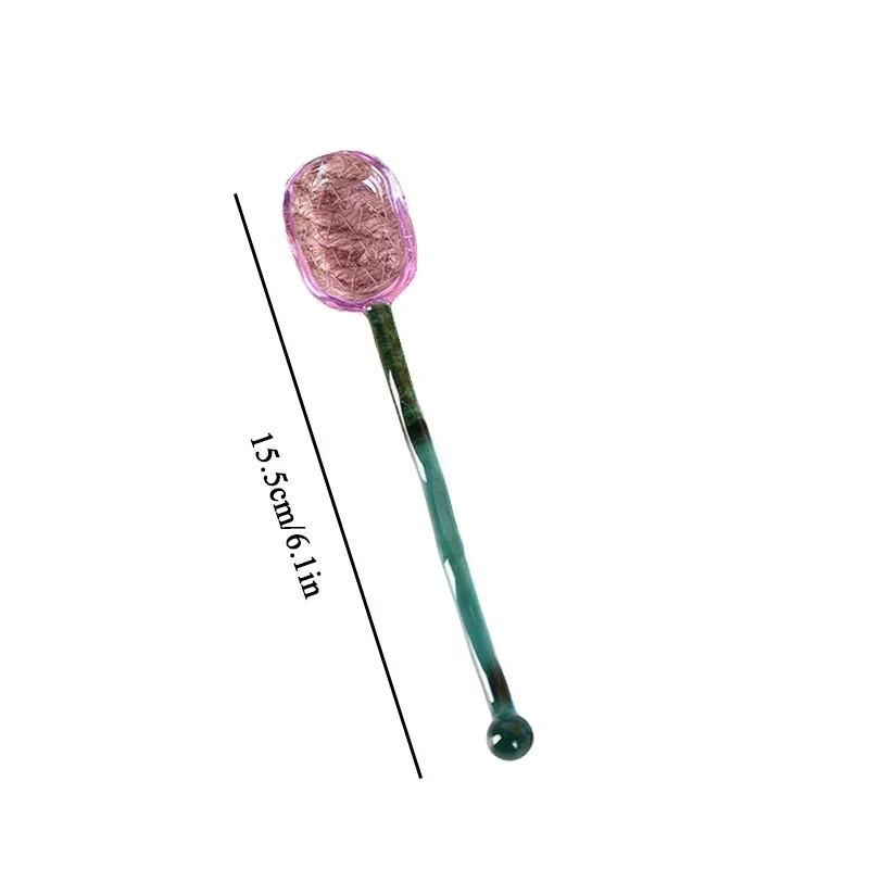 1Pc creative glass milk spoons colored transparent coffee dessert stirring spoon long handle spoon kitchen tableware glass spoon