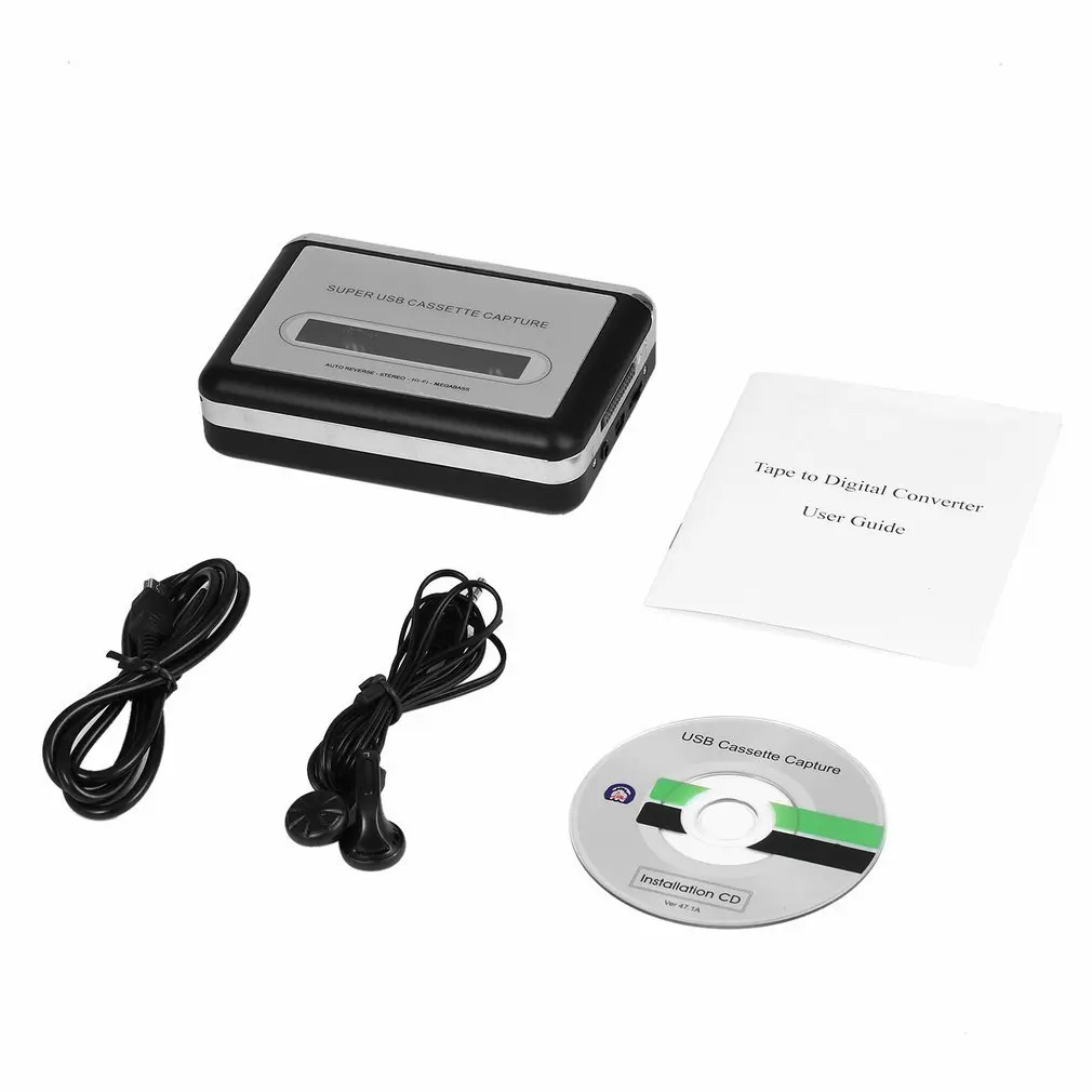 Top Quality USB2.0 Portable Tape to PC Super Cassette To MP3 Audio Music CD Digital Player Converter Capture Recorder +Headphone