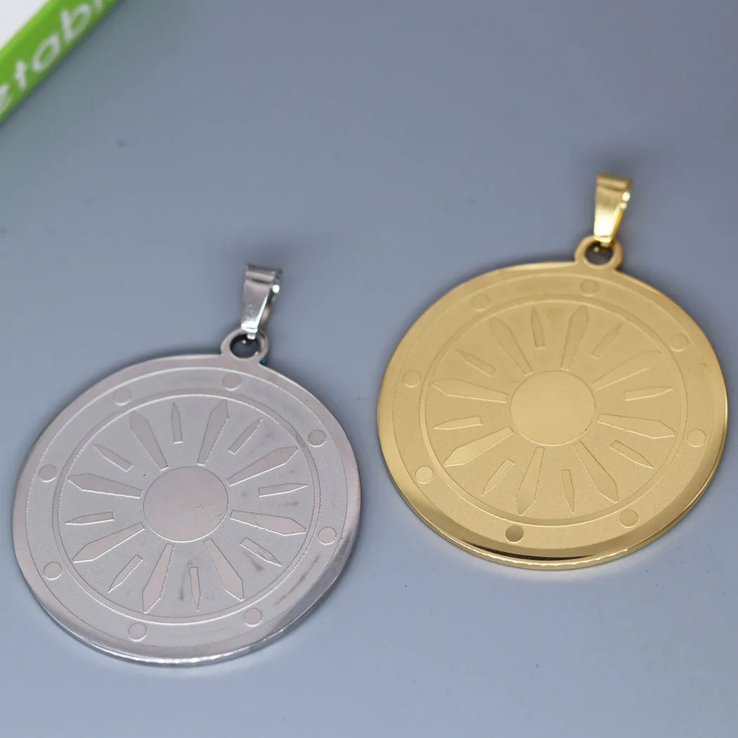 2pcs Greek Sun Round Medal Talisman Charm Stainless Steel Pendants for Necklace Bracelets Jewelry Making Supplies Wholesale