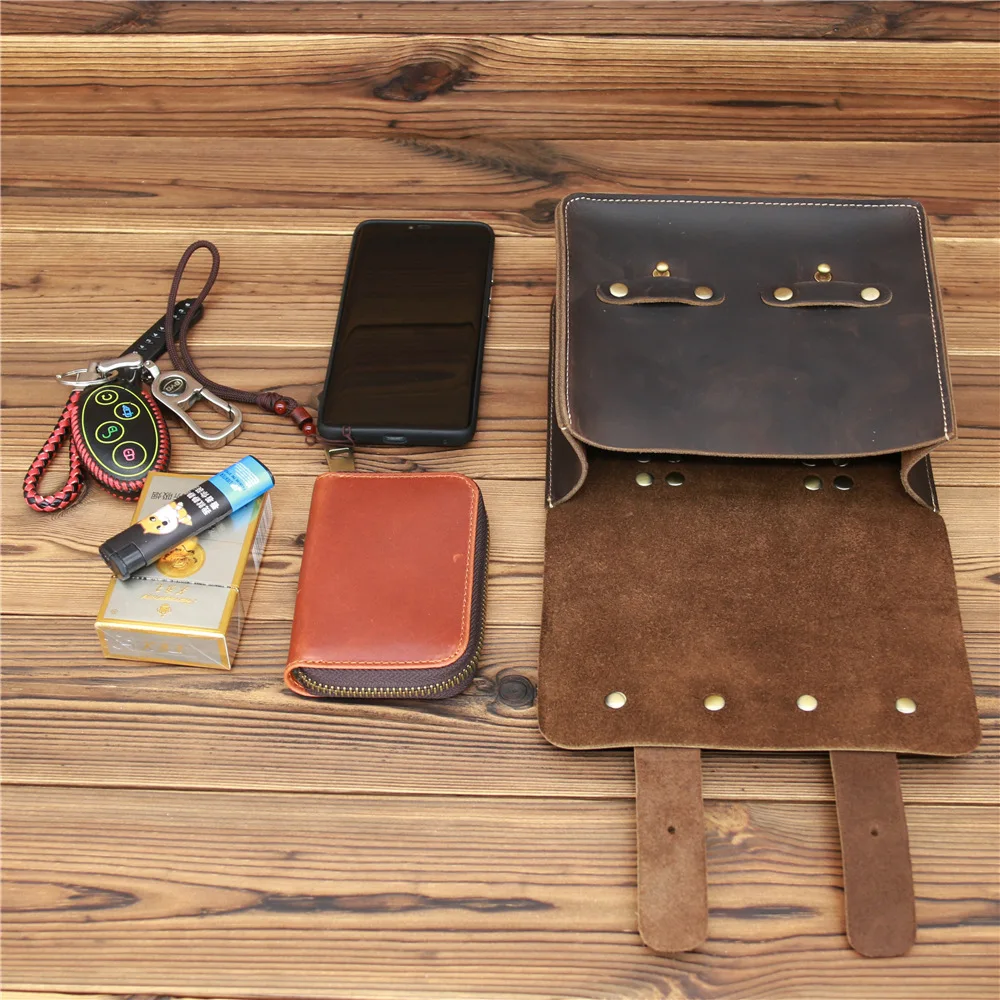 Fanny Waist Bag Men Genuine Leather Belt Bum Leg Hip Packs for Men Mini Multi Phone Box Wallet and Purse Outdoor Coin Card Pouch
