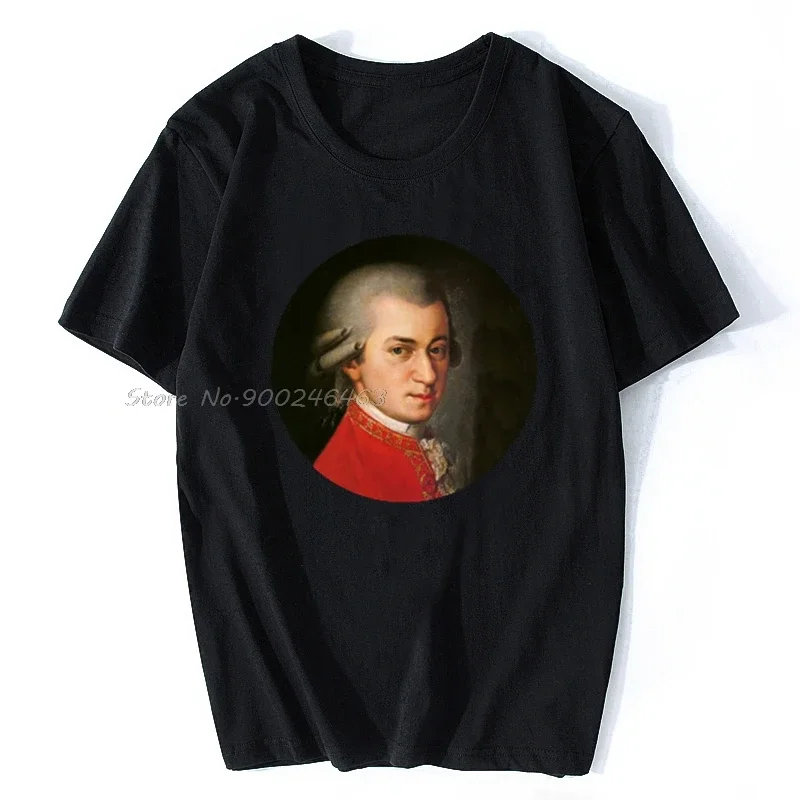 

Футболка мужская хлопковая с портретом Моцарта, рубашка Wolfgang Amadeus, топ в стиле хип-хоп, уличная одежда в стиле Харадзюку