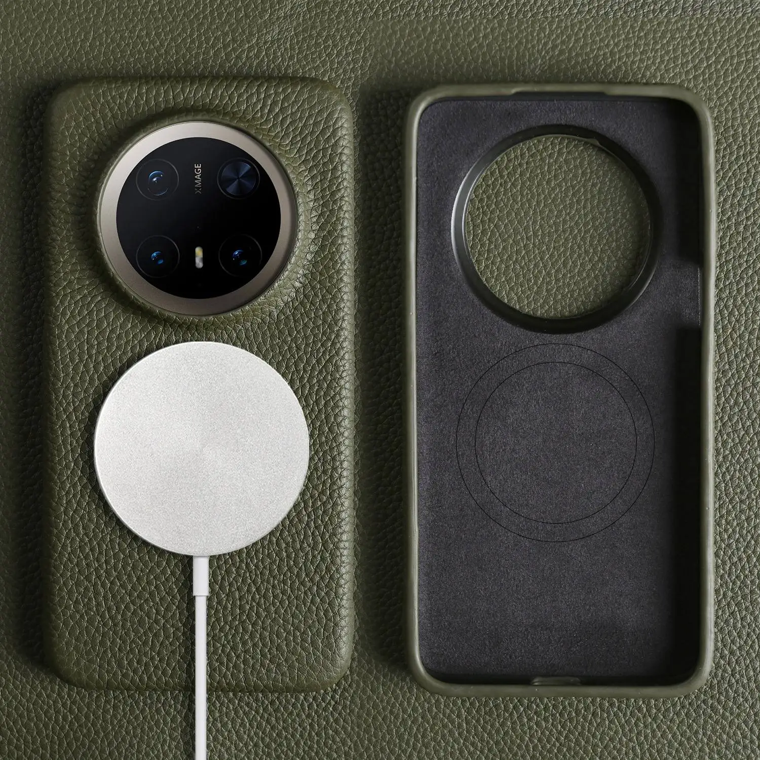 Magnetic Luxury Genuine Leather Wireless Charging Shockproof Case