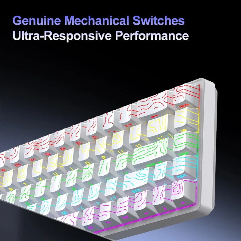 Enhanced Wired RGB Mechanical Keyboard with Hot-Swappable ABS Keycaps, 68 Keys